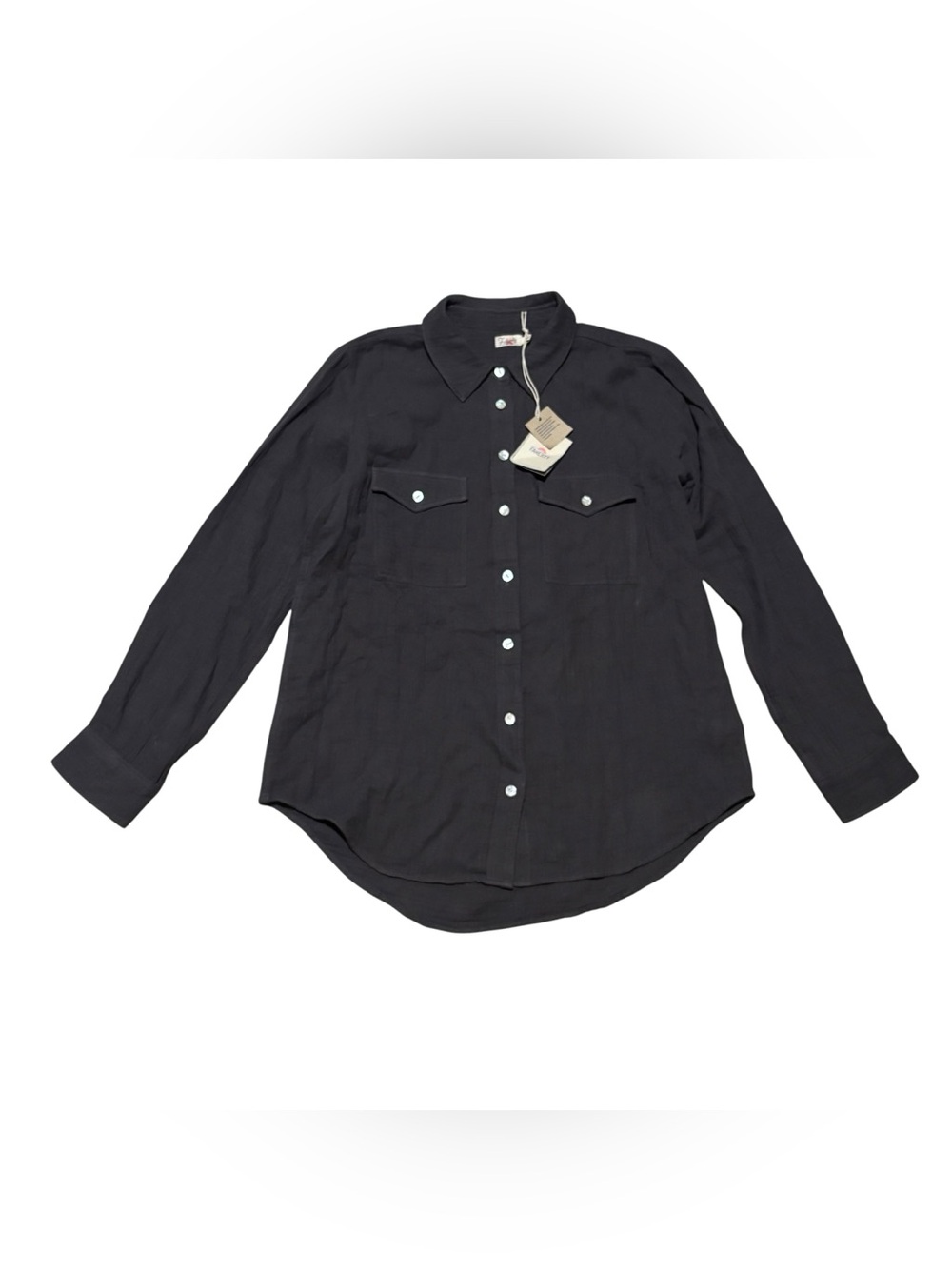 NWT Faherty Indio Cotton Gauze Button Up Shirt Women’s Size M In Washed Black - Picture 3 of 8